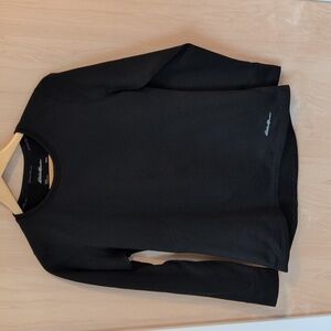 Eddie Bauer Fleece Lined Black Crew Neck Top